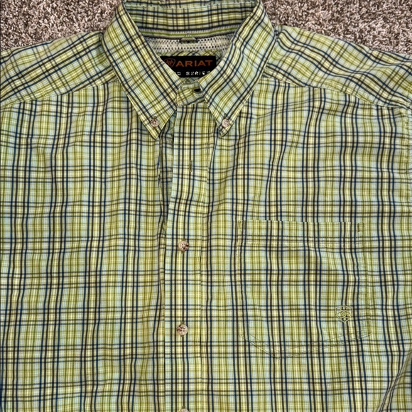 Ariat Other - Ariat Men's Lime and Navy Plaid Short Sleeved Shirt